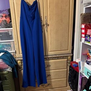Women's Strapless Wide-Leg Jumpsuit in Royal Blue